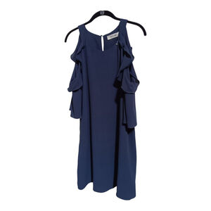 Do + Be Flutter Cold Shoulder Dress in Navy